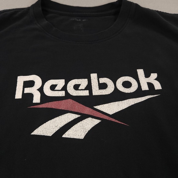 Reebok Mens L Black Crewneck Long Sleeve Graphic T-shirt Casual Retro - Picture 5 of 6